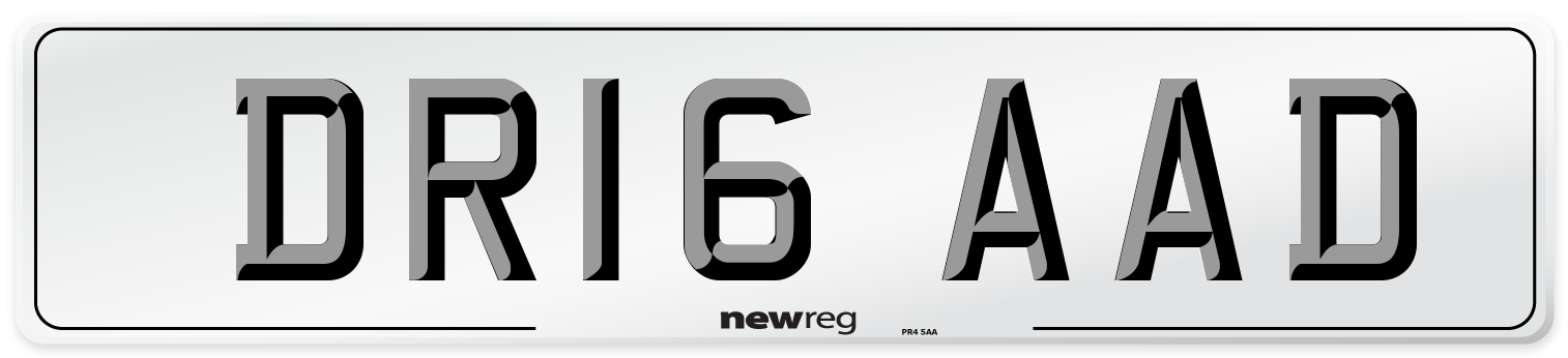 DR16 AAD Number Plate from New Reg
